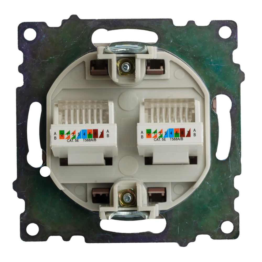 Розетка компьютерная 2-местная RJ-45 (механизм) STEKKER GLS00-7109-04, серия Катрин, шоколад