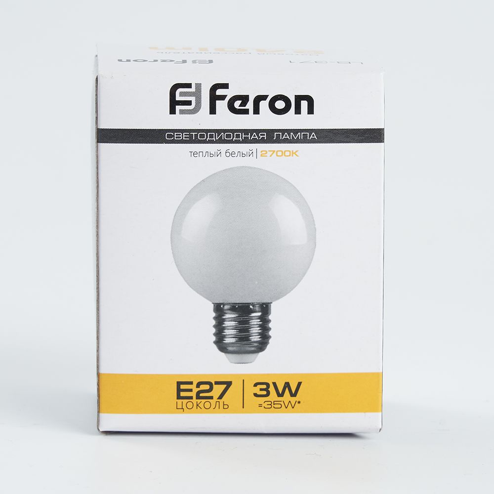 Лампа светодиодная Feron LB-371 Шар E27 3W 230V 2700K матовый