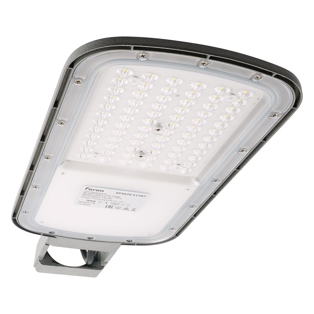 Светодиодный уличный консольный светильник Feron SP3070 50W 5000K AC90-300V, серый