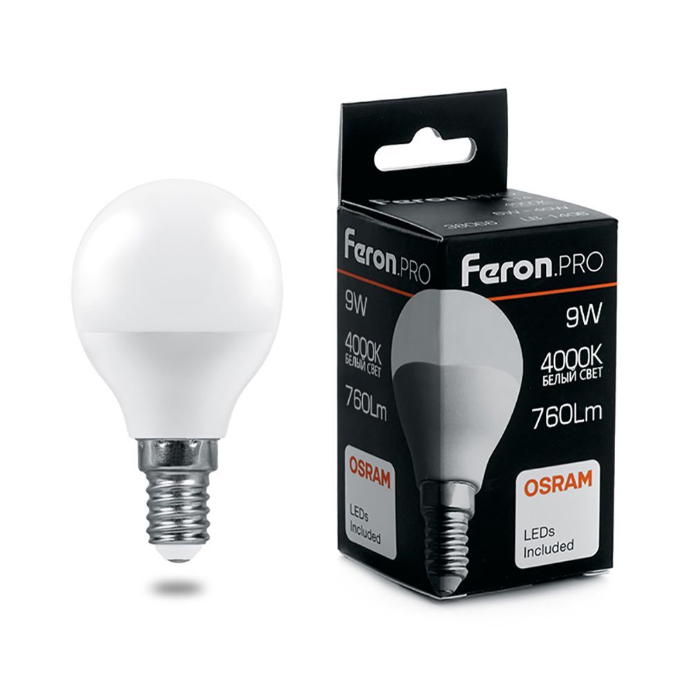 Лампа светодиодная Feron.PRO LB-1409 Шарик E14 9W 175-265V 4000K