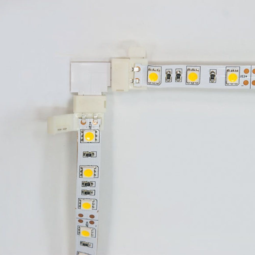 Комплект L коннекторов  с соединителем для светодиодной ленты RGB (5050/10мм), LD186