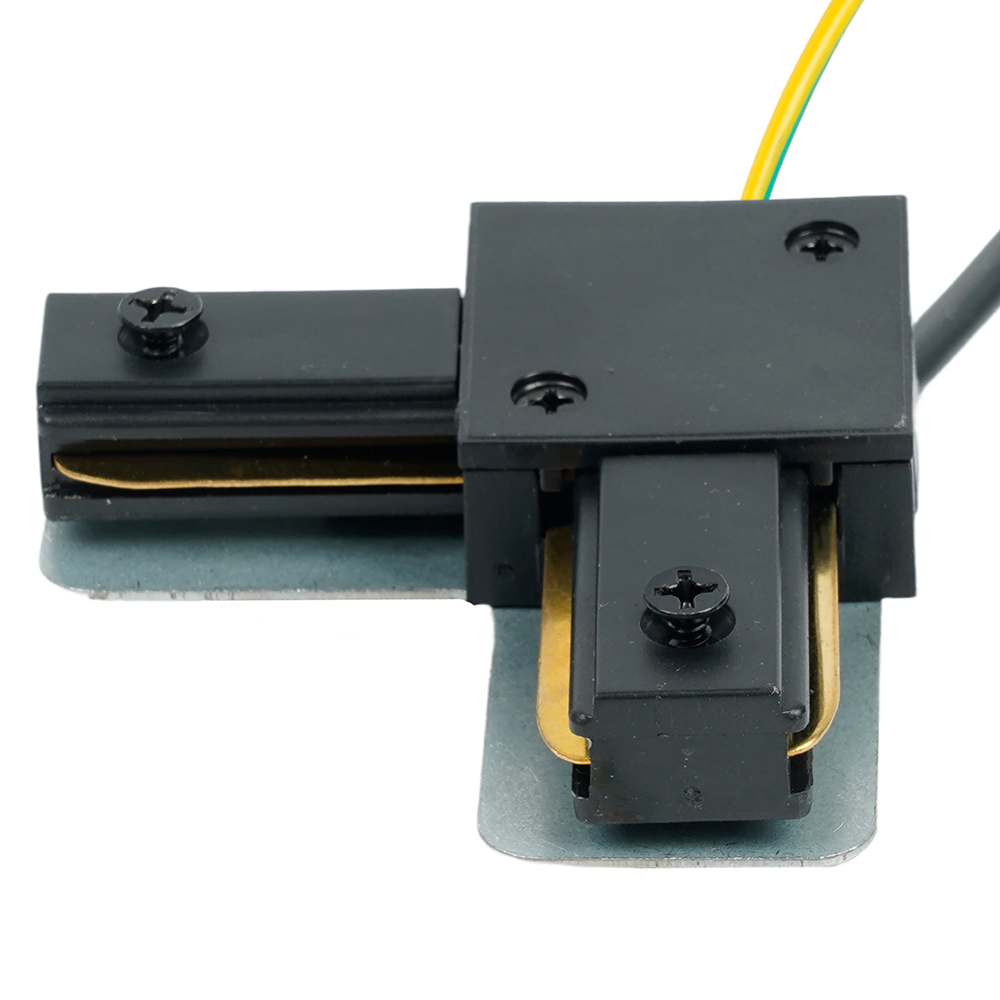 Коннектор угловой однофазный для шинопровода с проводом, черный, LD1021C