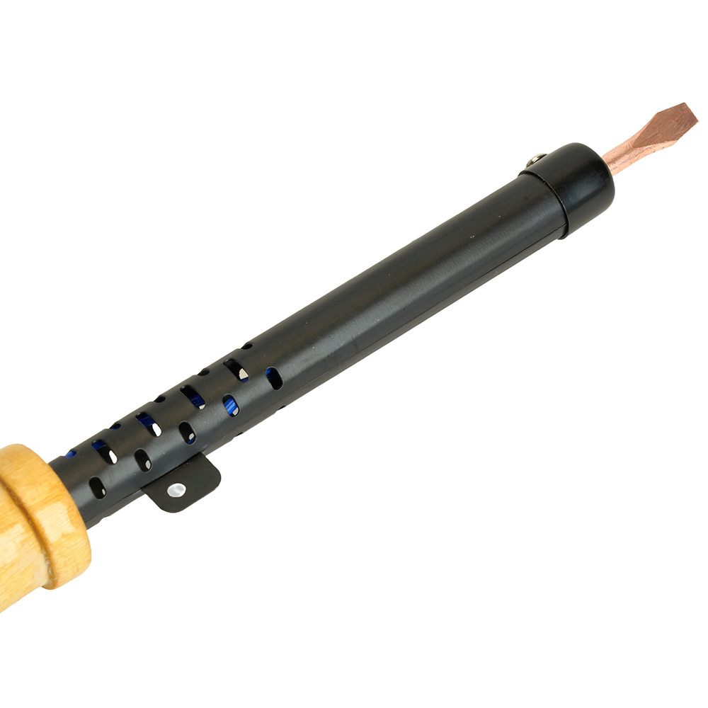 Паяльник с деревянной ручкой 65W, нихромовый нагреватель, долговечное жало, 230В, STEKKER  PLE110-60