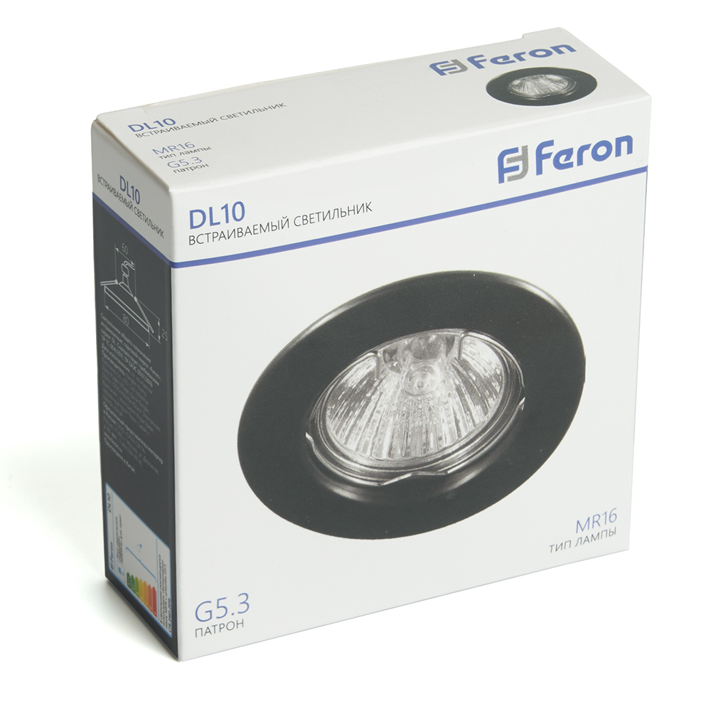 Светильник потолочный встраиваемый Feron  DL10 MR16 50W G5.3 черный матовый