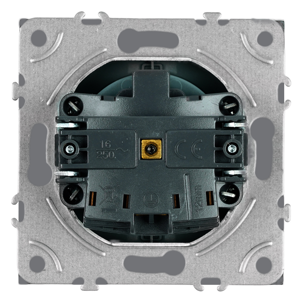 Розетка 1-местная с з/ш, с/з (механизм), СЗК, STEKKER, 250В, 16А, серия Эмили, RST16-5110-10ZK, платиново-серый, soft touch