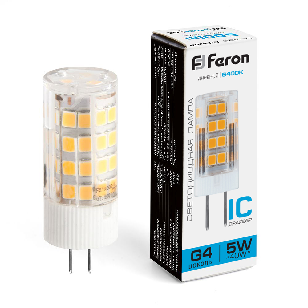 Лампа светодиодная LB-432 G4 5W Feron 25862 25862
