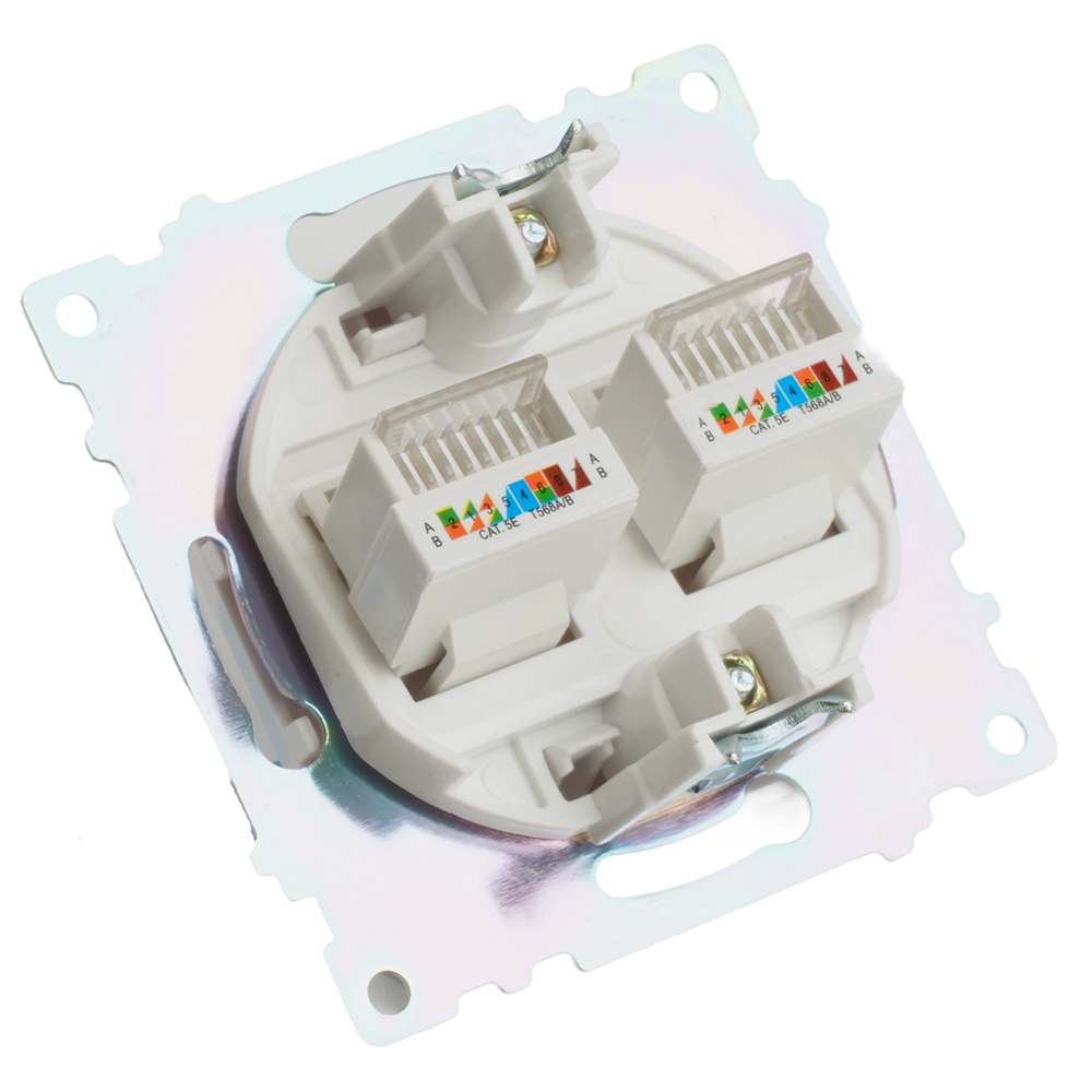 Розетка компьютерная 2-местная RJ-45 (механизм) STEKKER GLS00-7109-01 , серия Катрин, белый