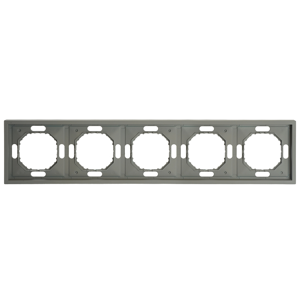 Рамка STEKKER, PFR00-5005-10 5-местная, серия Эмили, платиново-серый, soft touch Рамка STEKKER, PFR00-5005-10 5-местная, серия Эмили, платиново-серый, soft touch