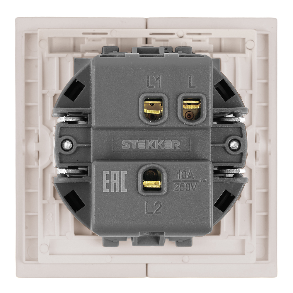 Переключатель 1-клавишный (механизм), STEKKER, 250В, 10A, серия Мия, RSW10-3105-08, пудровый жемчуг