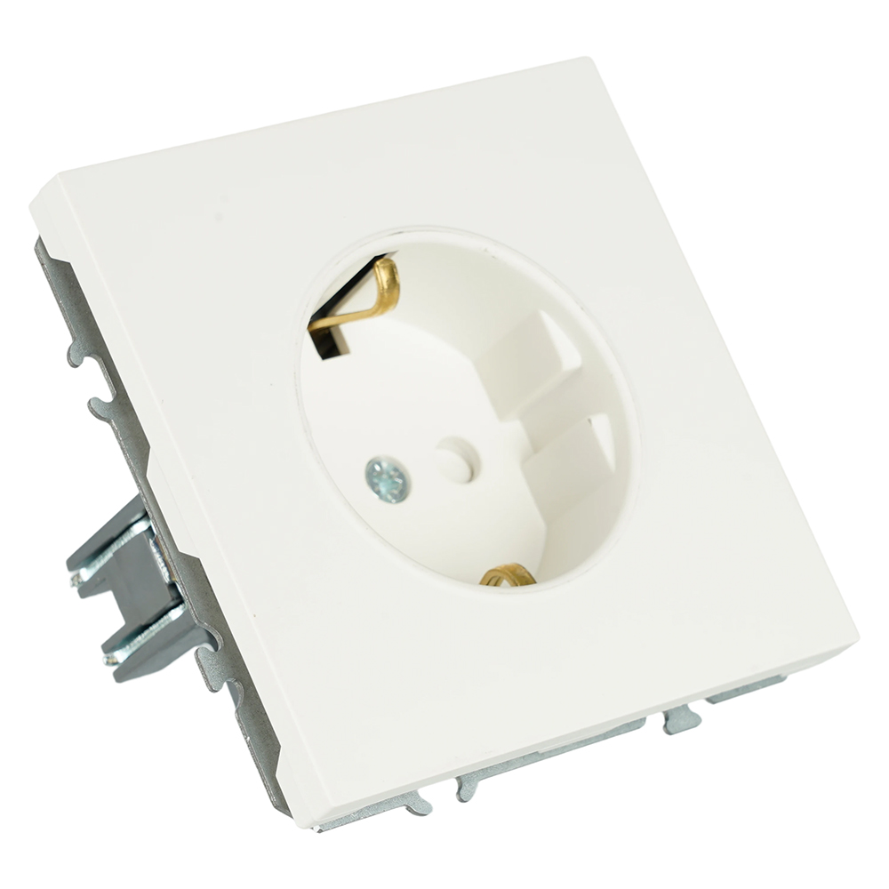 Розетка 1-местная с з/ш, с/з (механизм), СЗК, STEKKER, 250В, 16А, серия Эмили, RST16-5110-01ZK, белый фарор, soft touch