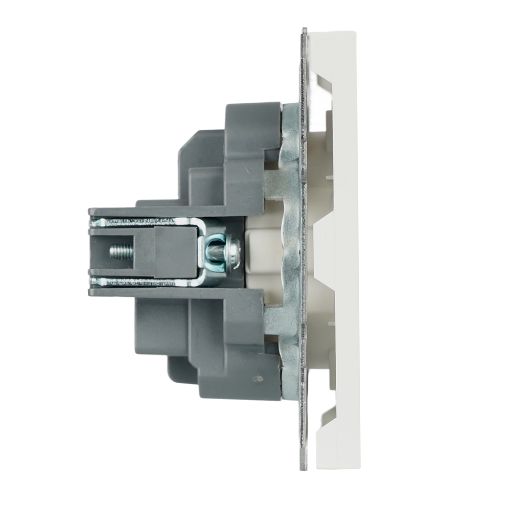 Розетка 1-местная с з/ш, с/з (механизм), СЗК, STEKKER, 250В, 16А, серия Эмили, RST16-5110-01ZK, белый фарор, soft touch