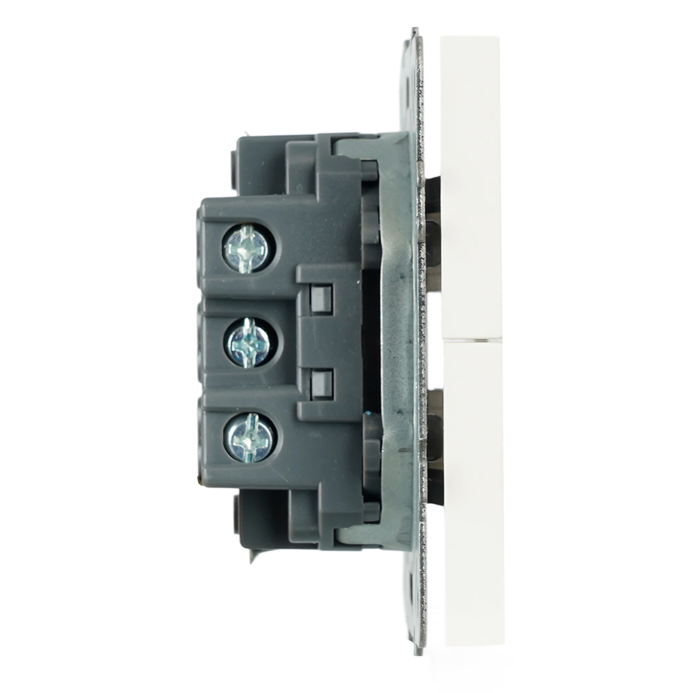 Выключатель 2-клавишный самовозвратный (механизм), STEKKER. 250В, 10А, серия Эмили, RSW10-5113-01, белый фарфор, soft touch