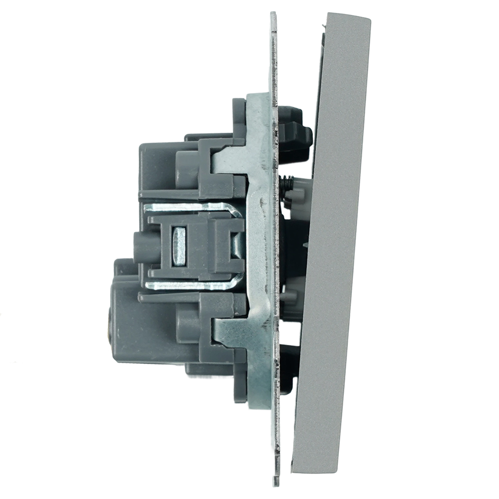 Выключатель 2-клавишный самовозвратный (механизм), STEKKER, 250В, 10А, серия Эмили, RSW10-5113-10, платиново-серый, soft touch