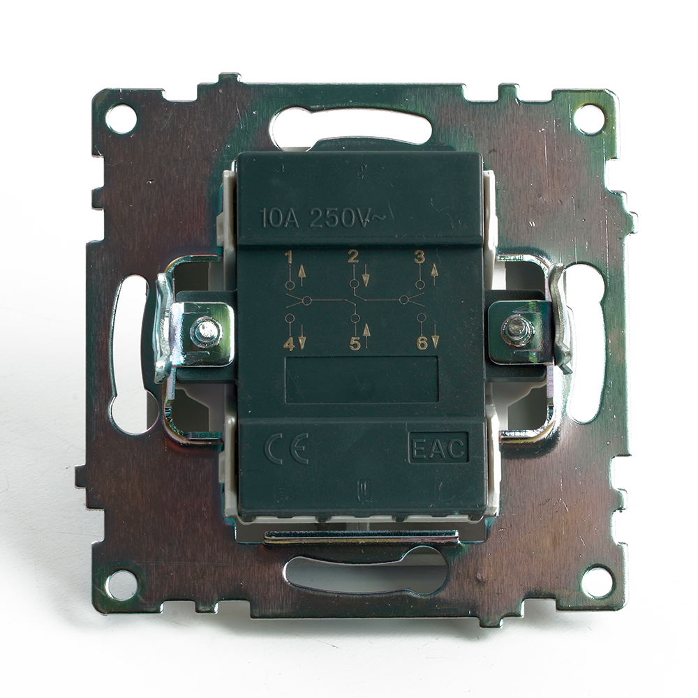 Переключатель 2-клавишный (механизм), STEKKER GLS10-7107-04, 250V, 10А, серия Катрин, шоколад