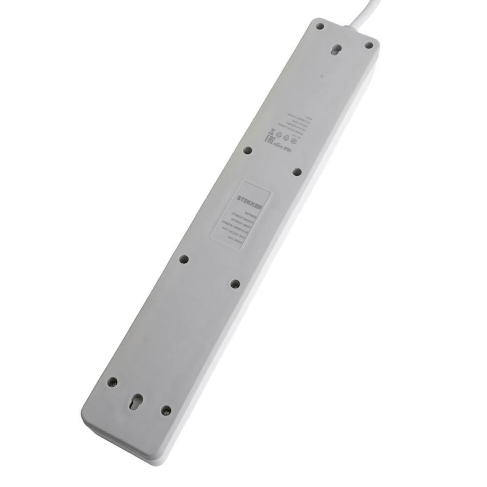 Сетевой фильтр 6-местный с/з STEKKER HM20-61-02 3x1мм2, 1,8 м, серия Optima, белый