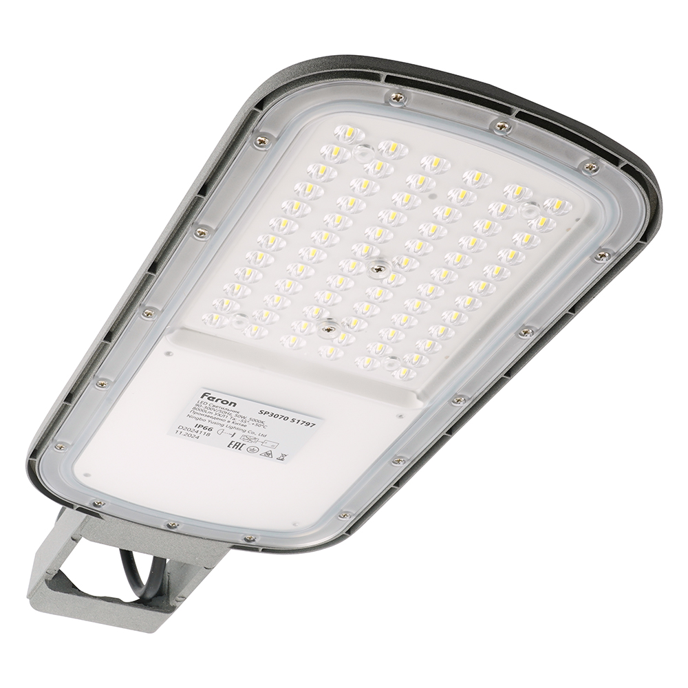 Светодиодный уличный консольный светильник Feron SP3070 50W 5000K AC90-300V, серый