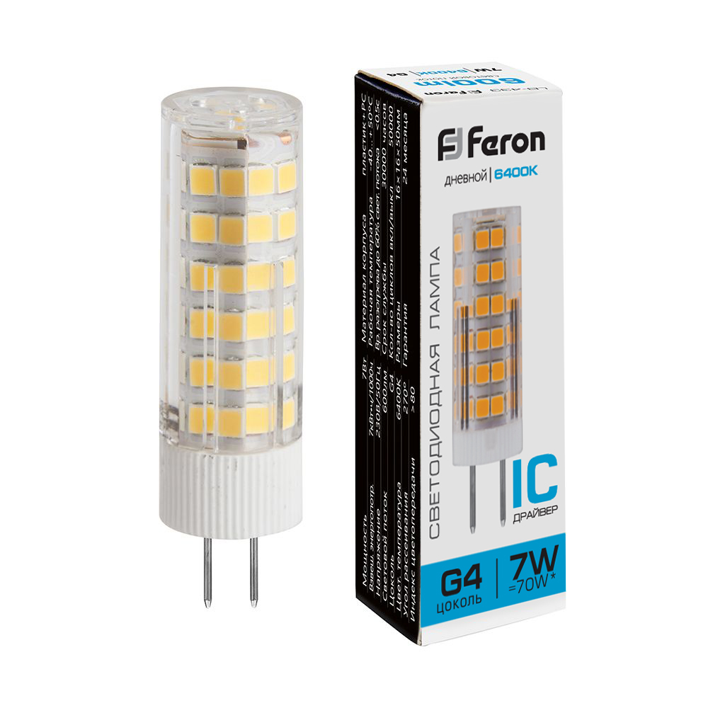 Лампа светодиодная Feron LB-433 G4 7W 175-265V 6400K