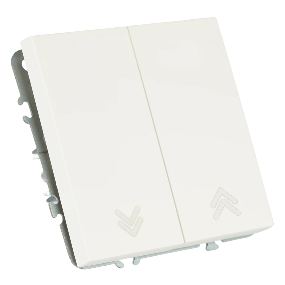 Выключатель 2-клавишный самовозвратный (механизм), STEKKER. 250В, 10А, серия Эмили, RSW10-5113-01, белый фарфор, soft touch