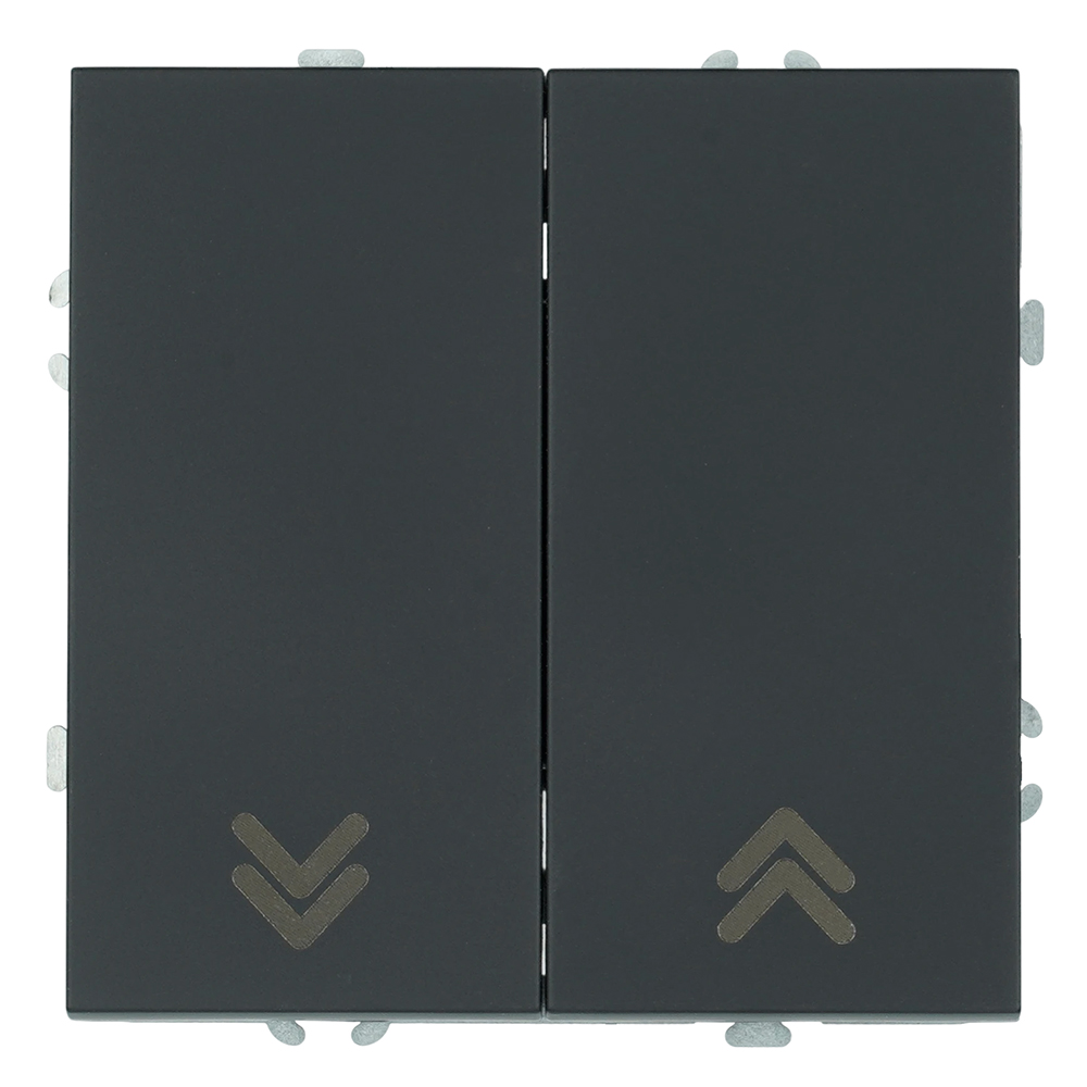 Выключатель 2-клавишный самовозвратный (механизм), STEKKER, 250В, 10А, серия Эмили, RSW10-5113-05, черный уголь, soft touch