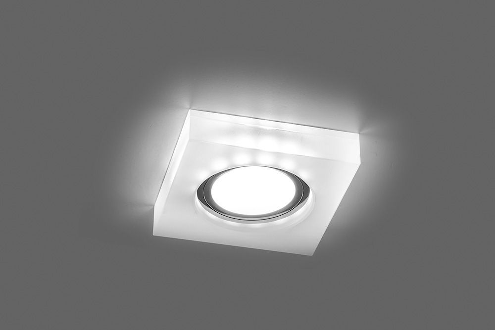 Светильник встраиваемый с белой LED подсветкой Feron CD8180 потолочный MR16 G5.3 белый матовый