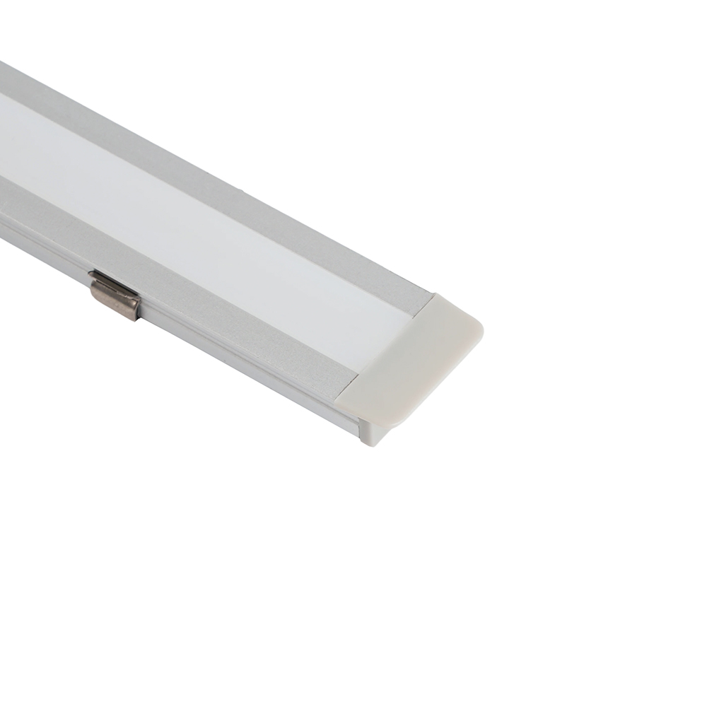 Профиль алюминиевый встраиваемый 10х17мм, серебро, CAB244( в комплекте с матовым экраном, 2 заглушками, 4 крепежами) FERON