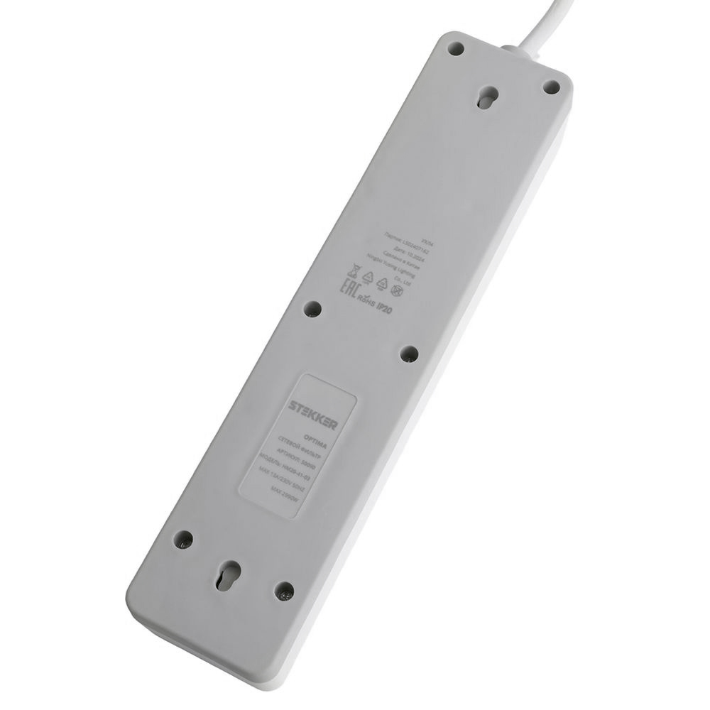 Сетевой фильтр 4-местный с/з STEKKER HM20-41-02 3x1мм2, 1,8 м, серия Optima, белый