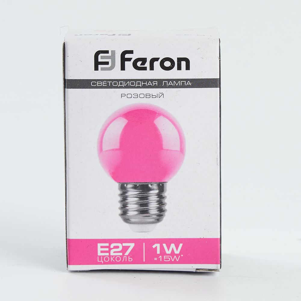 Лампа светодиодная Feron LB-37 Шарик E27 1W 230V Розовый