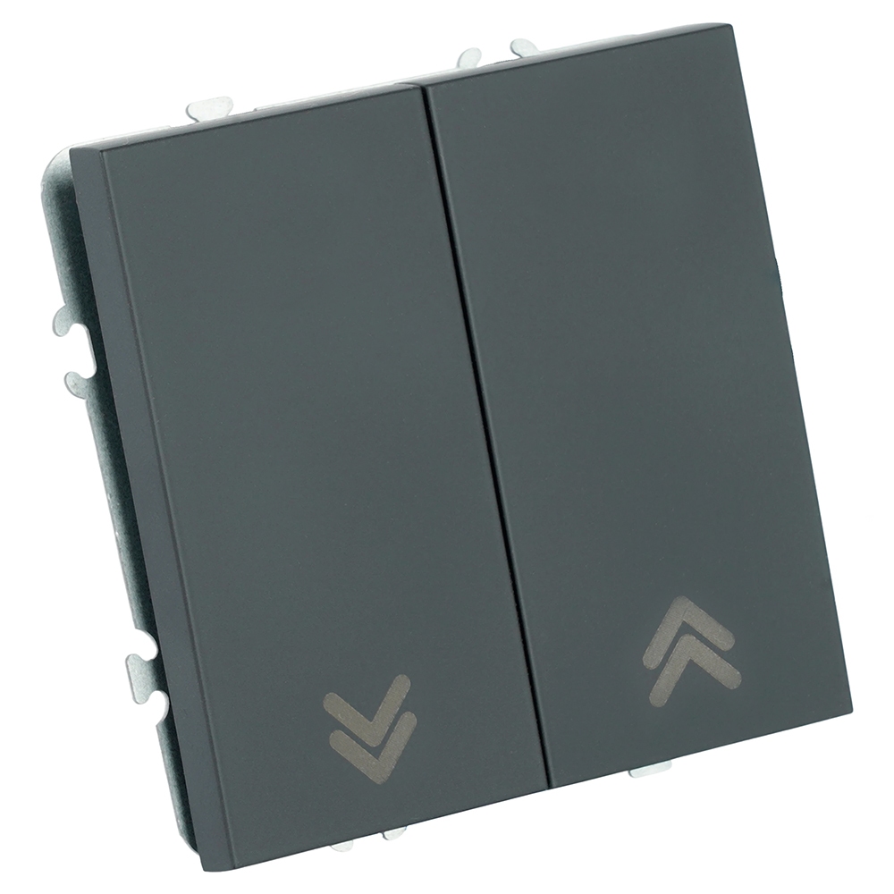 Выключатель 2-клавишный самовозвратный (механизм), STEKKER, 250В, 10А, серия Эмили, RSW10-5113-05, черный уголь, soft touch