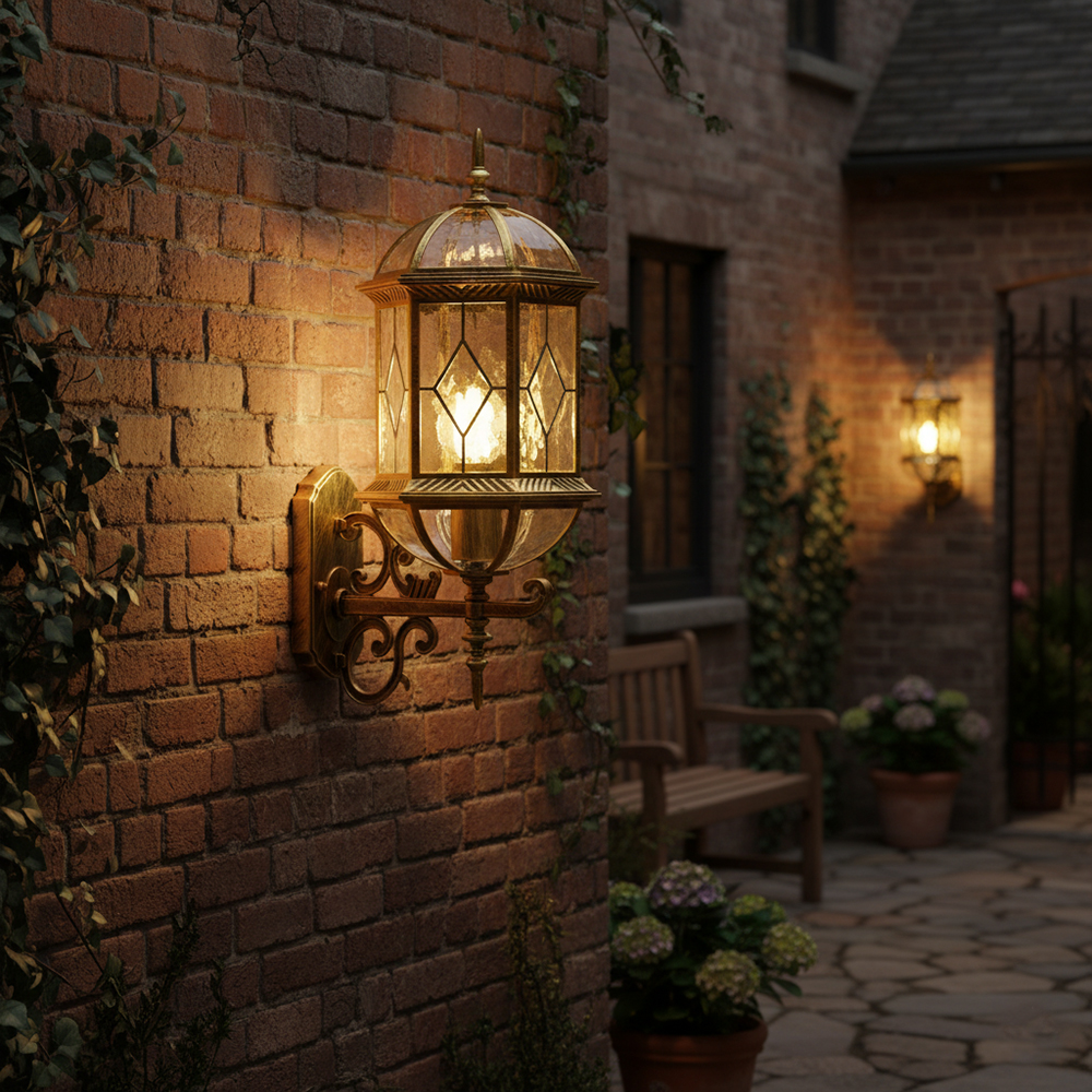 Светильник садово-парковый Feron PL130 шестигранный на стену вверх 60W E27 230V, черное золото