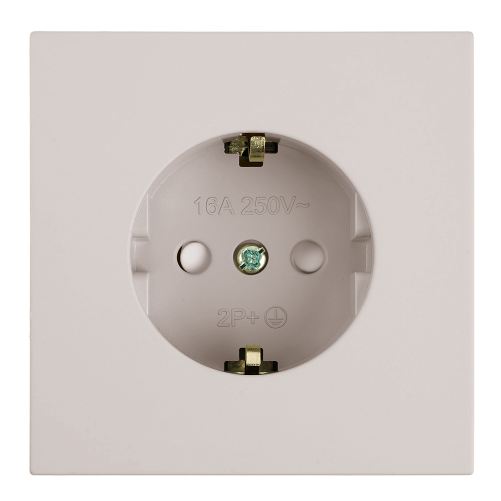 Розетка 1-местная с защитной шторкой с/з (механизм), STEKKER, 250В, 16А, серия Мия, RST16-3110-08, пудровый жемчуг