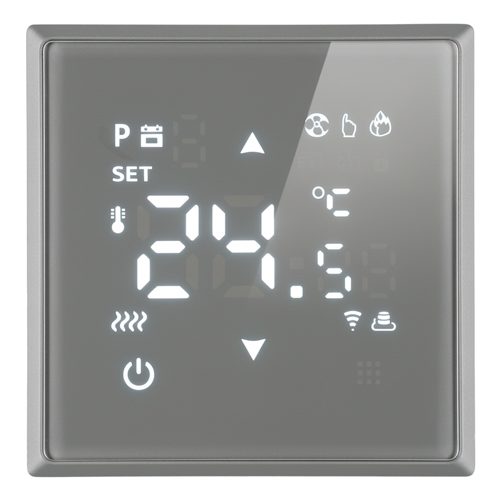 Терморегулятор Wi-Fi (механизм), STEKKER, 250В, 3500Вт, серия Эмили, RSW00-5119-10, платиново-серый, soft touch
