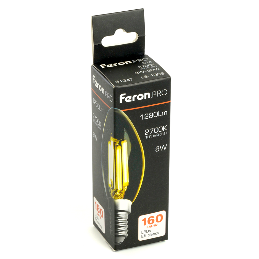 Лампа светодиодная Feron.PRO LB-1208 Свеча E14 8W 175-265V 2700K