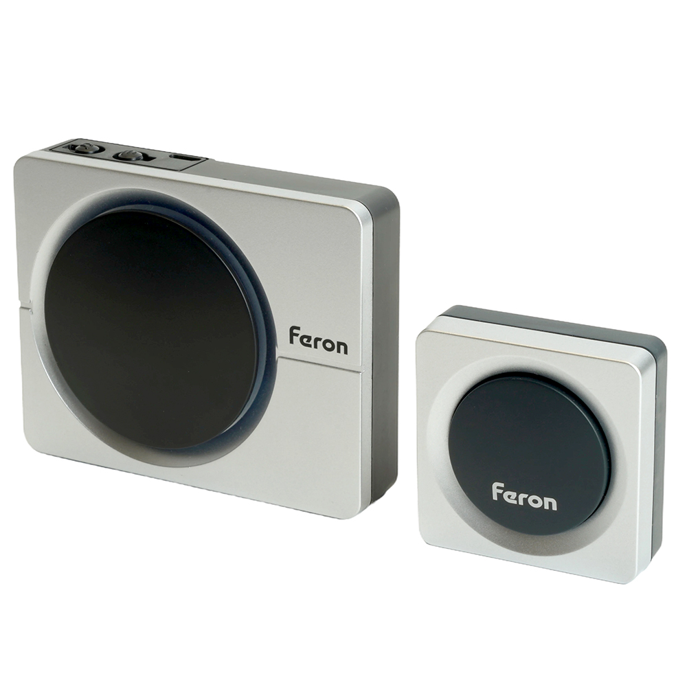 Звонок дверной беспроводной Feron E-382 Электрический 38 мелодий серебро, черный с питанием от батар