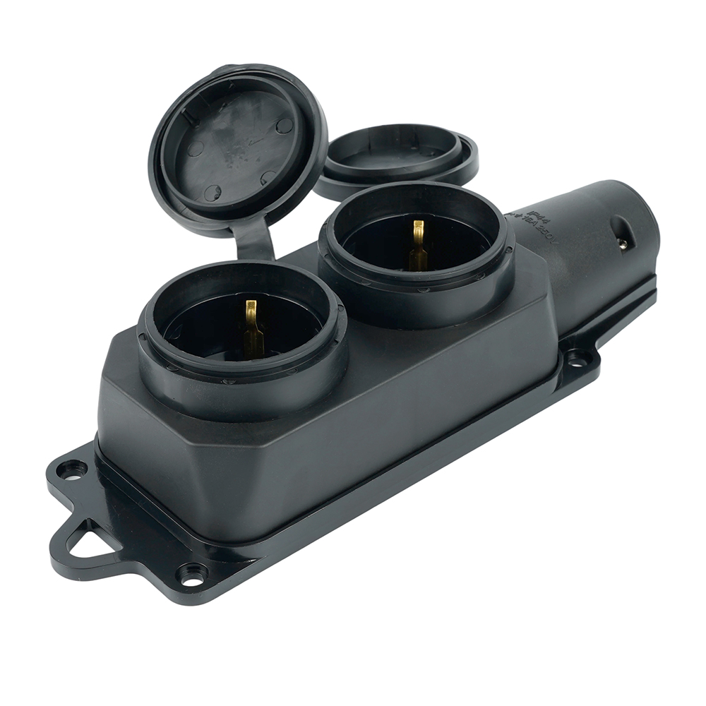 Розетка переносная 2-местная c/з STEKKER, RST16-22-44, 250В, 16А, IP44, черный  бренда Stekker Розетка переносная 2-местная c/з STEKKER, RST16-22-44, 250В, 16А, IP44, черный  от компании Stekker