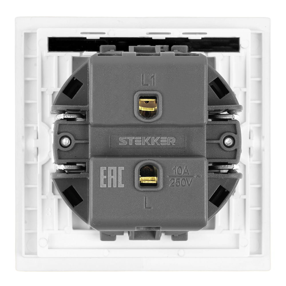 Выключатель 1-клавишный (механизм), STEKKER, 250В, 10А, серия Мия, RSW10-3103-01, белая магнолия