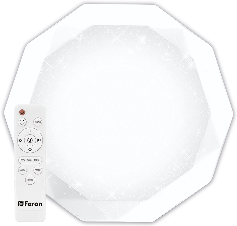 Светодиодный управляемый светильник накладной Feron AL5200 DIAMOND тарелка 36W 3000К-6000K белый