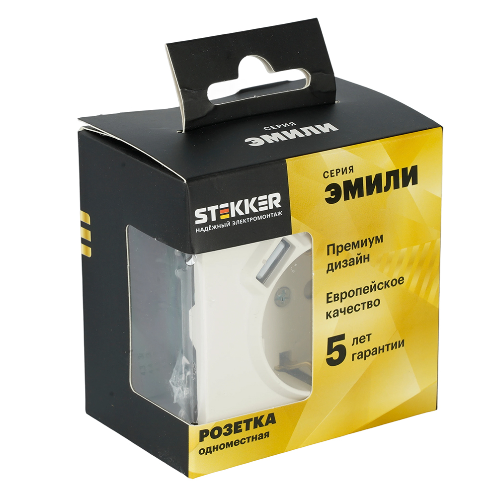 Розетка 1-местная з/ш с/з 16А + USB + Type C (механизм), Stekker, 250В, 20W, серия Эмили, белый фарфор, soft-touch, RST16-5119-01