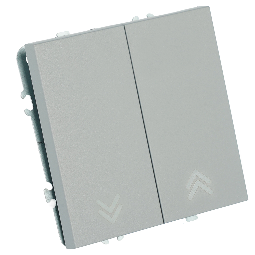 Выключатель 2-клавишный самовозвратный (механизм), STEKKER, 250В, 10А, серия Эмили, RSW10-5113-10, платиново-серый, soft touch