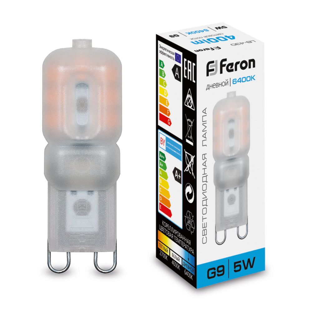 Лампа светодиодная Feron LB-430 G9 5W 230V 6400K