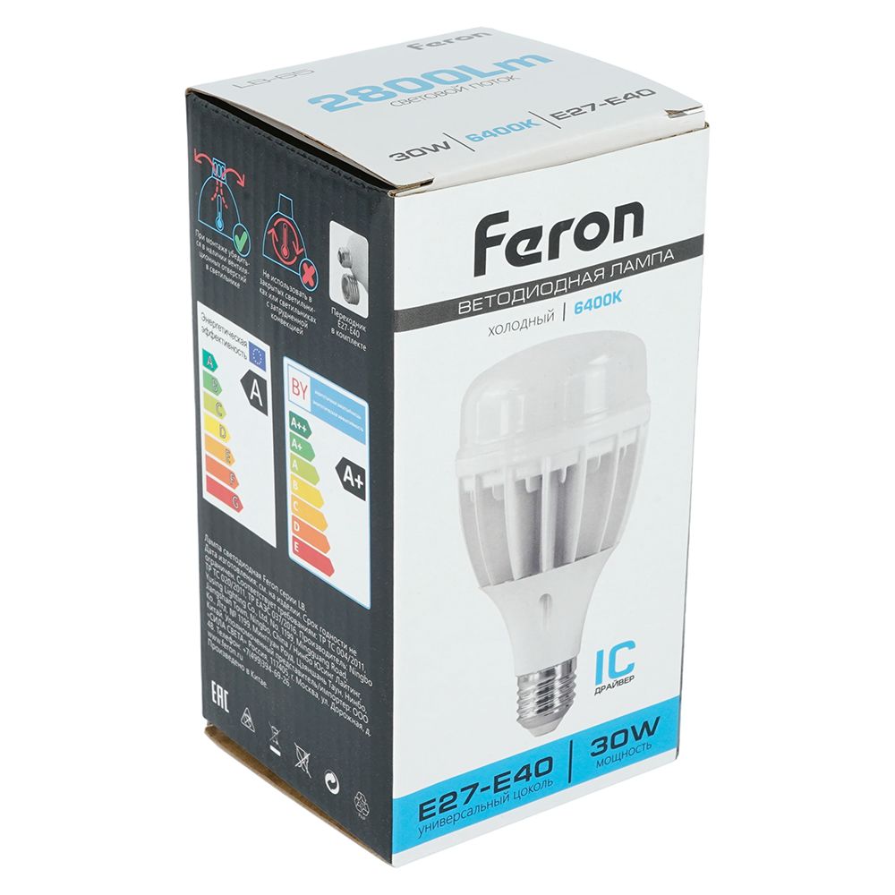 Лампа светодиодная Feron LB-65 E27-E40 30W 175-265V 6400K