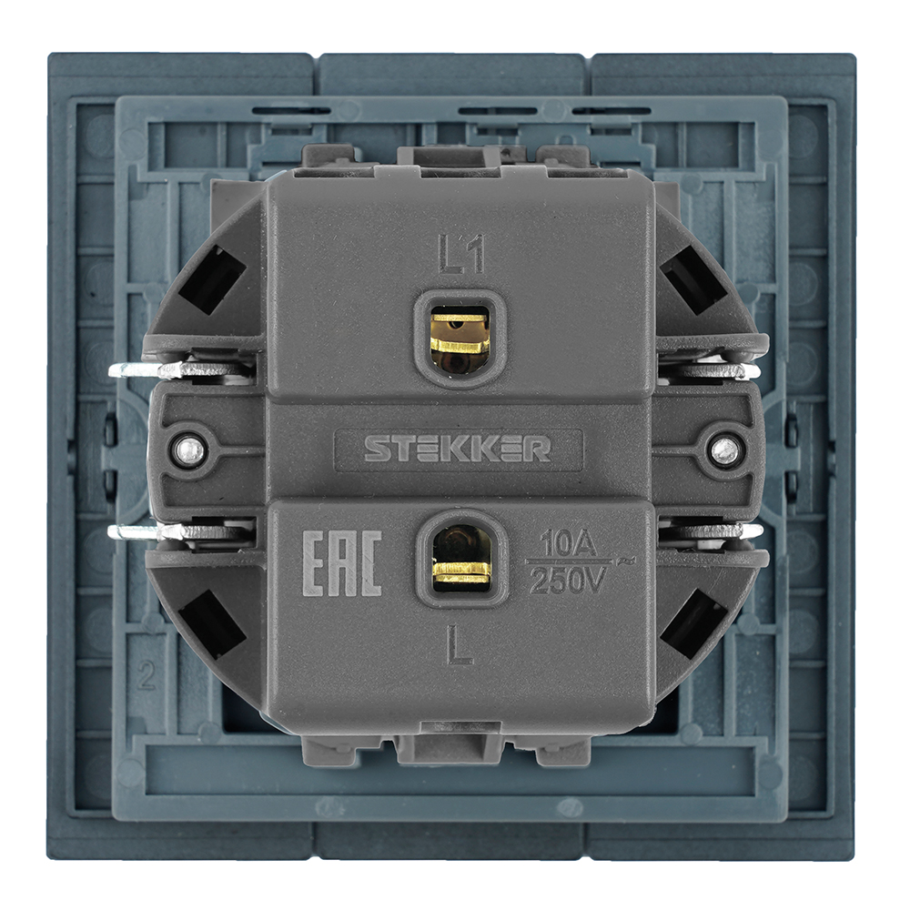 Выключатель 1-клавишный (механизм), STEKKER, 250В, 10А, серия Мия, RSW10-3103-05, черный бархат