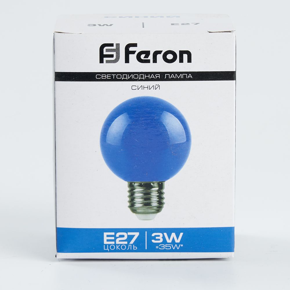 Лампа светодиодная Feron LB-371 Шар E27 3W 230V синий