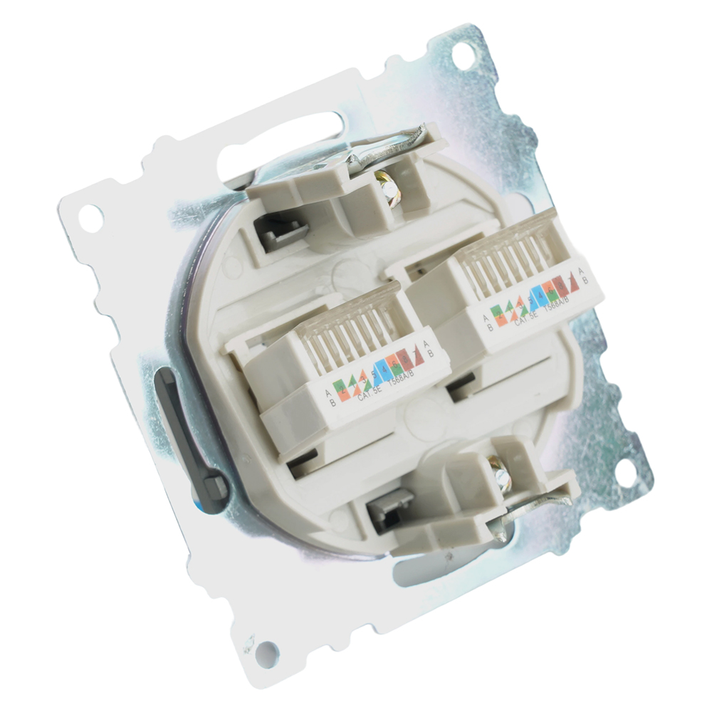 Розетка компьютерная 2-местная RJ-45 (механизм) STEKKER GLS00-7109-06 , серия Катрин, графит