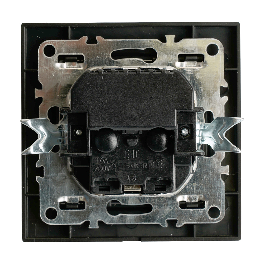 Розетка 1-местная с/з STEKKER, PST16-9016-03, 250В, 16А с USB+ type C, серия Эрна, черный