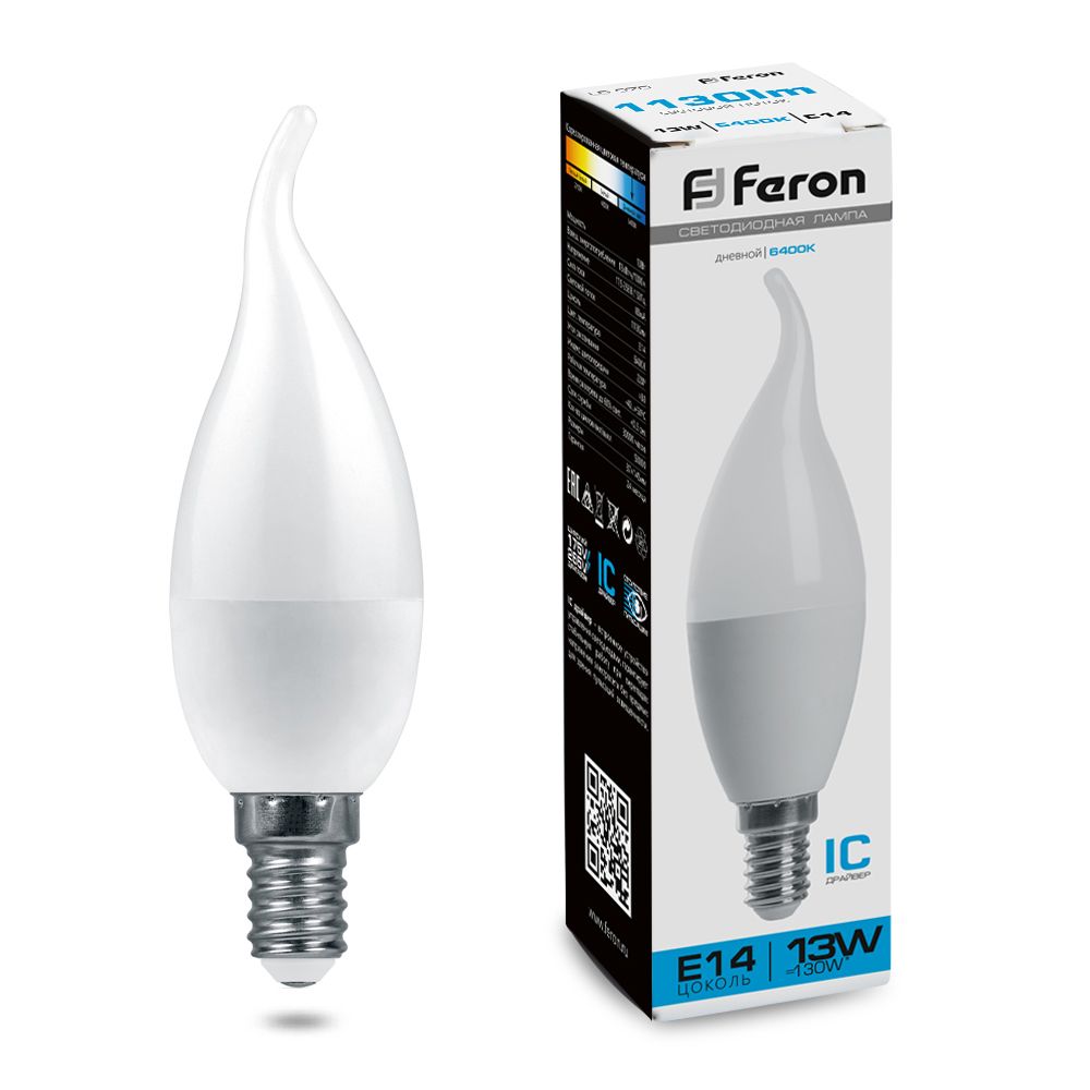 Лампа светодиодная Feron LB-970 Свеча на ветру E14 13W 175-265V 6400K