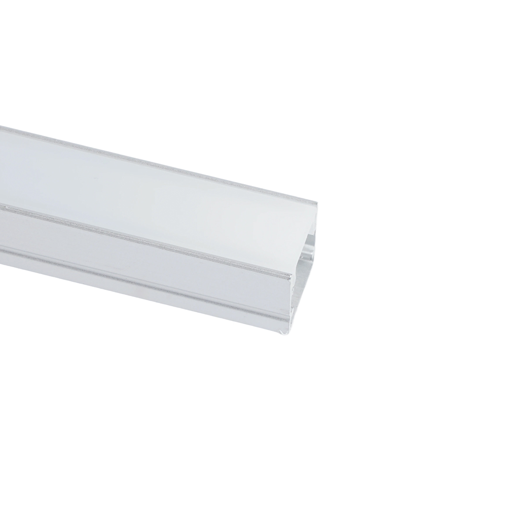 Профиль алюминиевый накладной, 10х10мм, серебро, CAB243 (в комплекте с матовым экраном, 2 заглушками, 4 крепежами) FERON