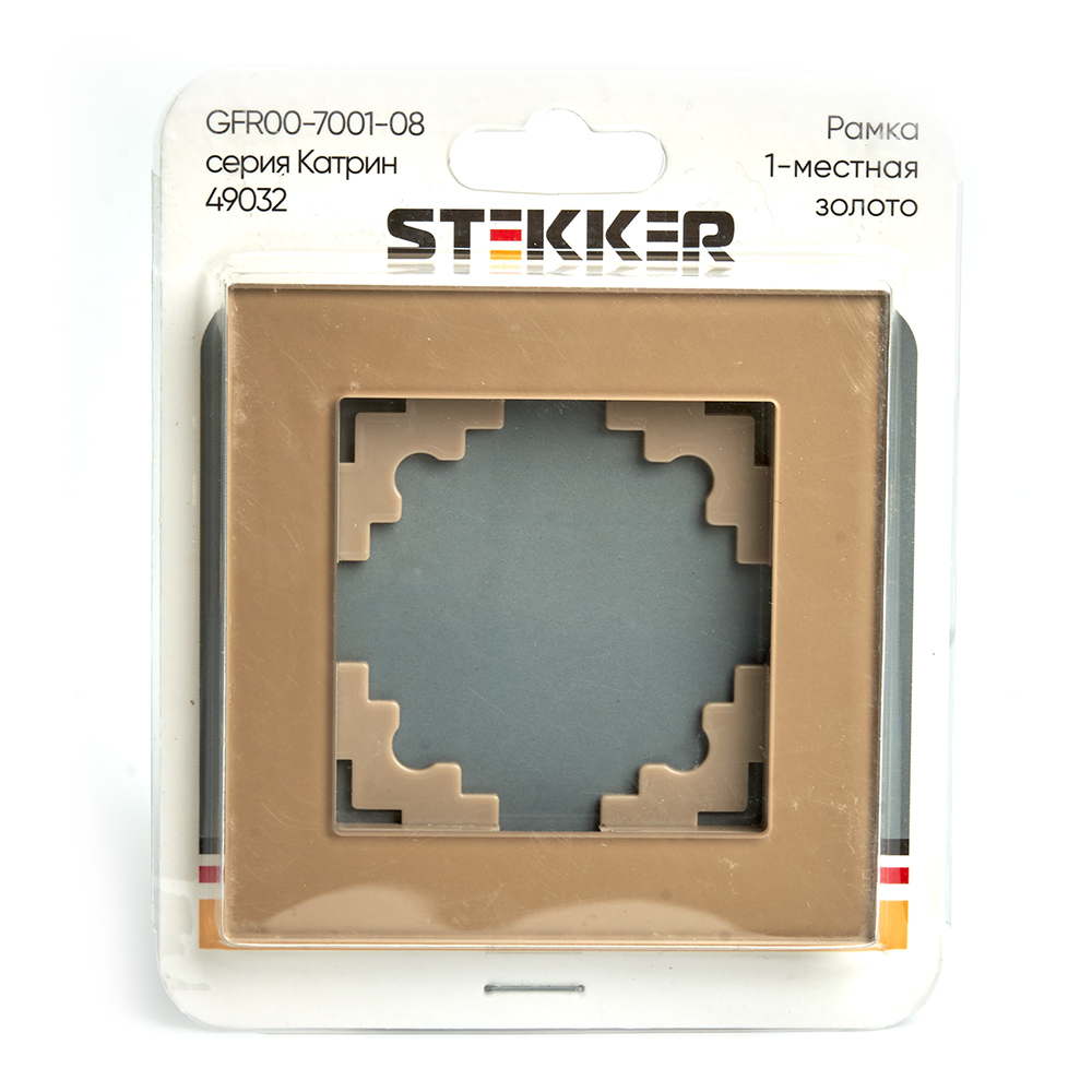 Рамка 1-местная, стекло, STEKKER GFR00-7001-08, серия Катрин, золото