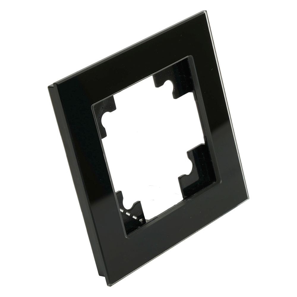 Рамка 1-местная для сенсорных механизмов, подсветки, стекло, STEKKER, GFR00-7001-05S, серия Катрин, черный