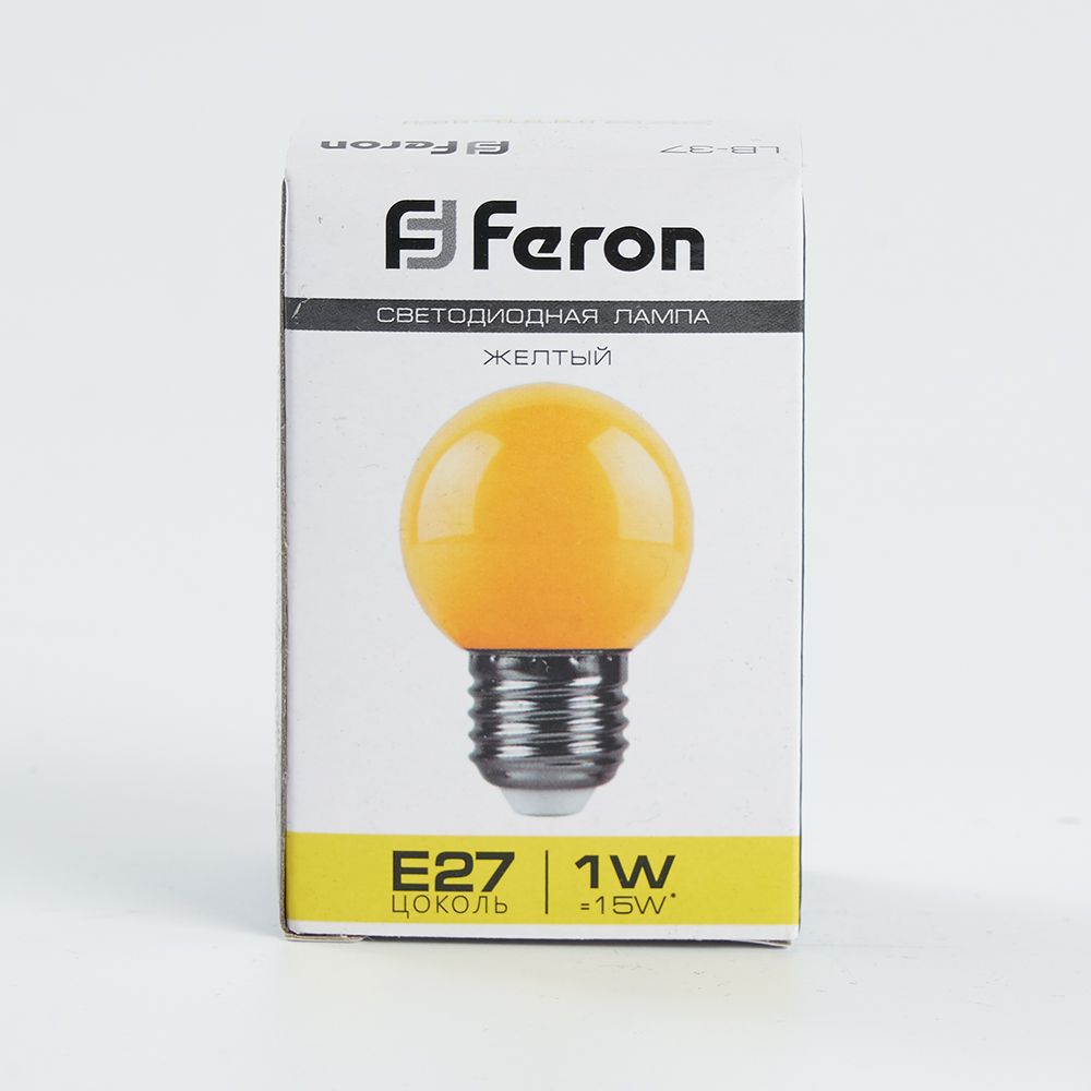 Лампа светодиодная Feron LB-37 Шарик E27 1W 230V Желтый