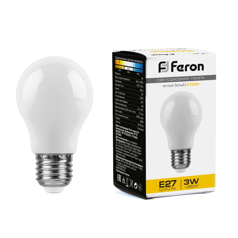 Лампа светодиодная Feron LB-375 E27 3W 230V 2700K